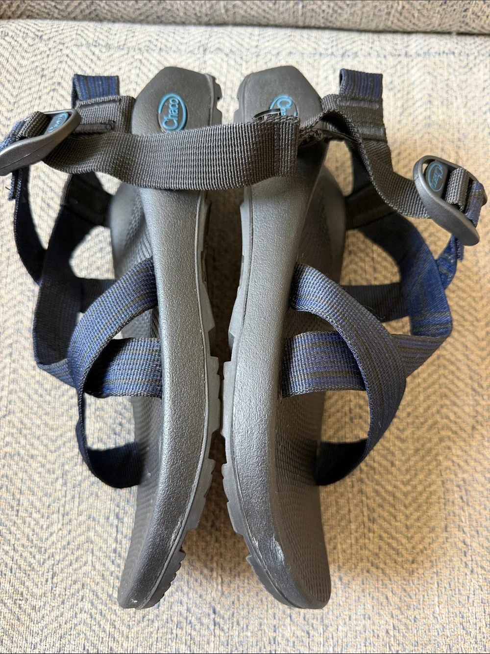 Chaco Men’s Z/Cloud Blue Striped Black Sandals Size: 9